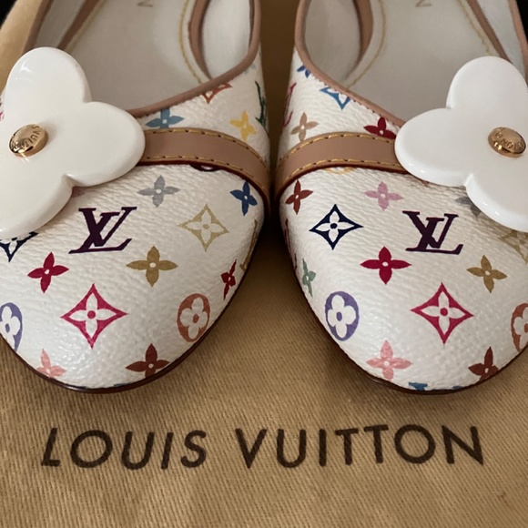 New White Multicolour Monogram LV Murakami flats - Picture 6 of 16